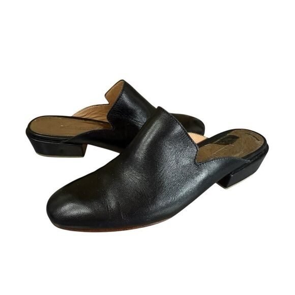 Rachel Comey Brie Black Leather Mules Women’s Size 6 Block Heel Slip On - Picture 4 of 13